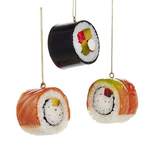 Plastic Sushi Roll Christmas Tree Ornaments, 1-3/4-Inch, 3-Piece