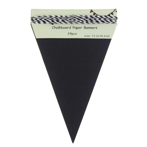 Chalkboard Paper Banner, Triangle, 8-Inch x 5-1/4-Inch, 24-Piece