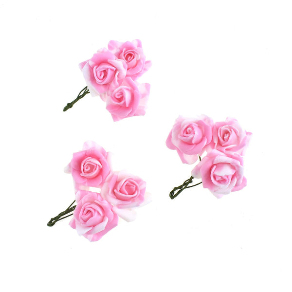 Foam Flowers with Twist Ties, 1-Inch, 9-Count, Pink