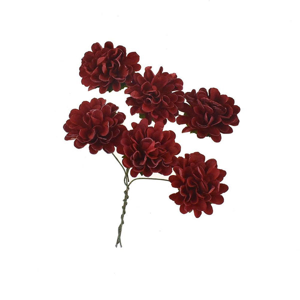 Mini Paper Craft Carnation Stems, 1-1/2-Inch, 12-Count, Maroon