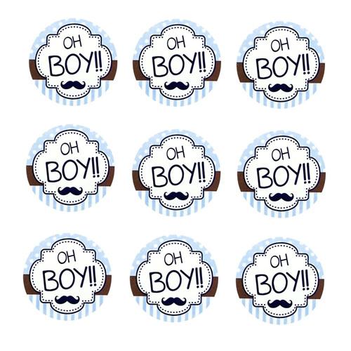 Oh Boy Seal Paper Stickers, Light Blue, 1-Inch, 24-Count