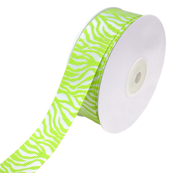 Zebra White Grosgrain Ribbon, 7/8-Inch, 4-Yard, Lime