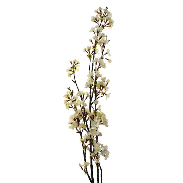 Artificial Cherry Blossom Branch Spray, White, 51-Inch