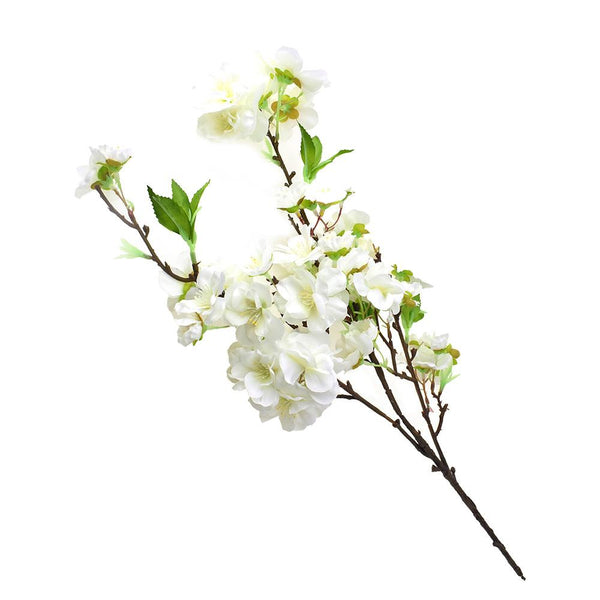 Artificial Cherry Blossom Floral Spray Pick, 19-Inch, White