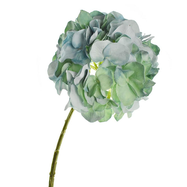 Artificial Hydrangea Spray, Aqua/Green, 21-Inch