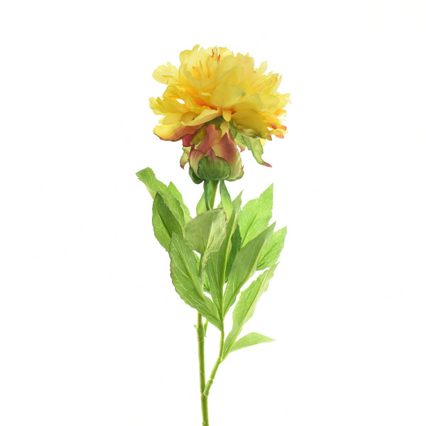 Artificial Peony Flower Spray, 28-Inch, Yellow