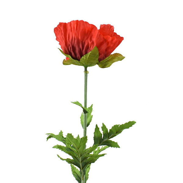 Artificial Poppy Flower Spray, 28-Inch, Red