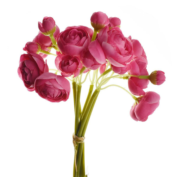 Artificial Ranunculus Spray, Hot Pink, 10-Inch