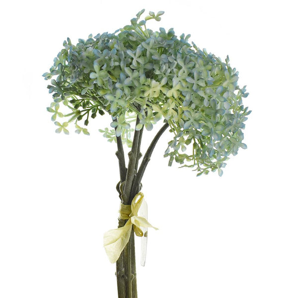 Artificial Snowball Bush Spray, Light Blue, 12-Inch