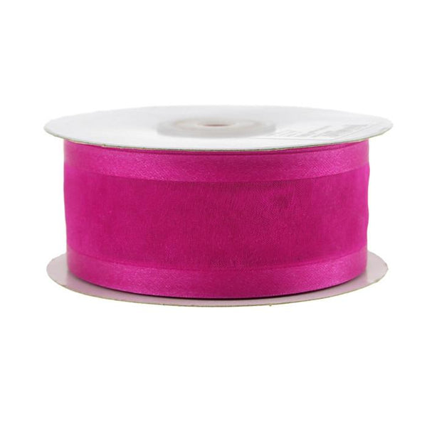 Satin-edge Sheer Organza Ribbon, 1-1/2-inch, 25-yard, Fuchsia