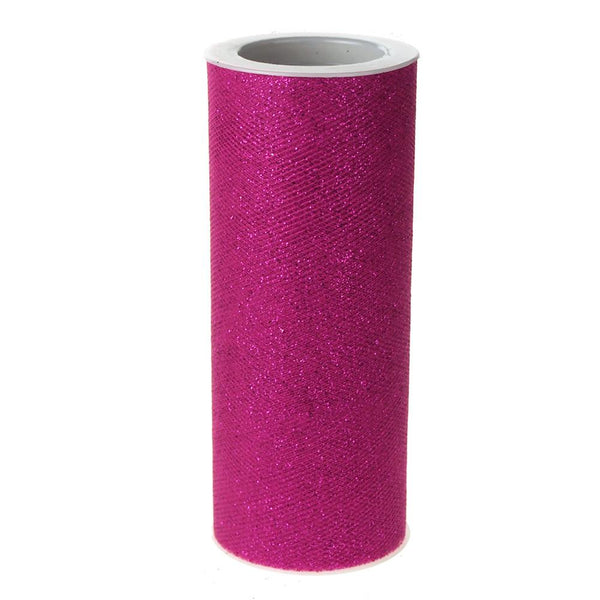 Glitter Tulle Spool Roll, 6-Inch, 10 Yards, Fuchsia