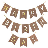 Gold Foil 'Happy Birthday' Bunting Banner, 8-Inch, 16-Feet