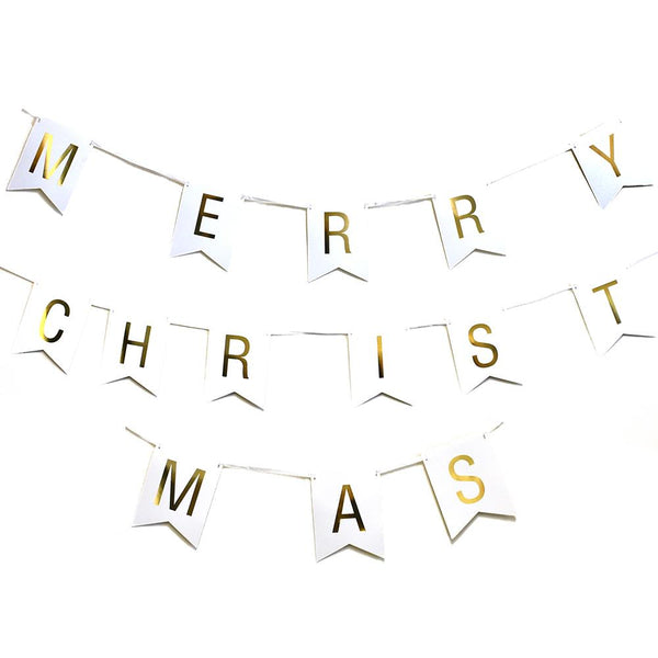 Gold Foil 'Merry Christmas' Banner, 8-Inch, 16-Feet