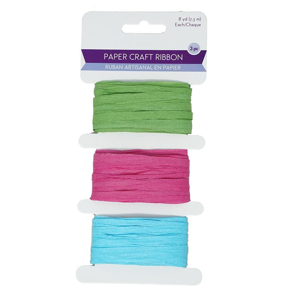 Paper Raffia Ribbon Craft Medley, 1/4-Inch,  8-Yard, 3-Piece, Brights