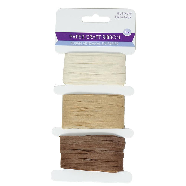 Paper Raffia Ribbon Craft Medley, 1/4-Inch,  8-Yard, 3-Piece, Earth Tones