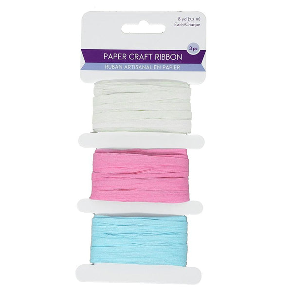 Paper Raffia Ribbon Craft Medley, 1/4-Inch,  8-Yard, 3-Piece, Pastels