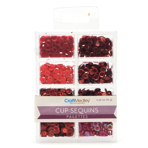 Loose Cup Sequins Palettes, Rouge, 6mm, 16-gram