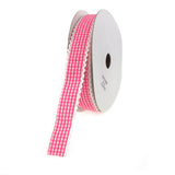 Gingham Picot-edge Polyester Ribbon, 7/8-inch, 25-yard