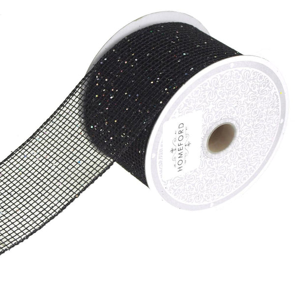 Glitter Netting Mesh Ribbon, 2-1/2-Inch, 10 Yards, Black