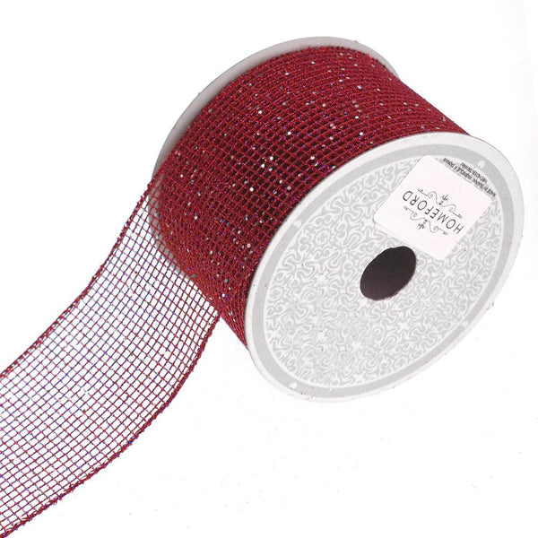 Glitter Netting Mesh Ribbon, 2-1/2-Inch, 10 Yards, Red