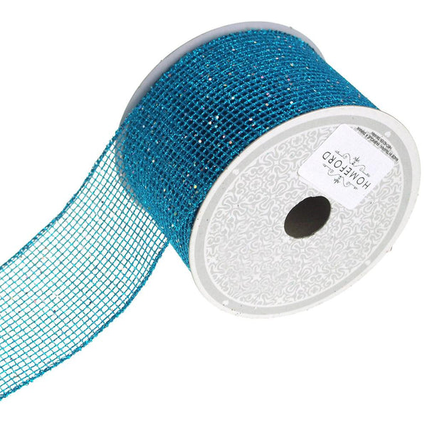 Glitter Netting Mesh Ribbon, 2-1/2-Inch, 10 Yards, Turquiose