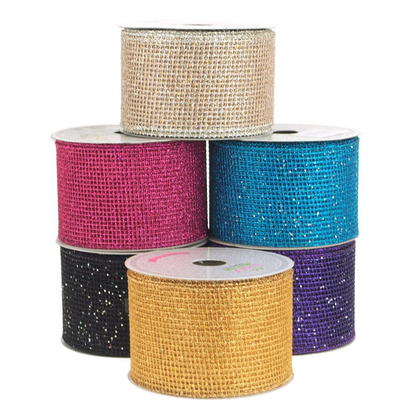 Glitter Netting Mesh Ribbon, 2-1/2-Inch, 10 Yards