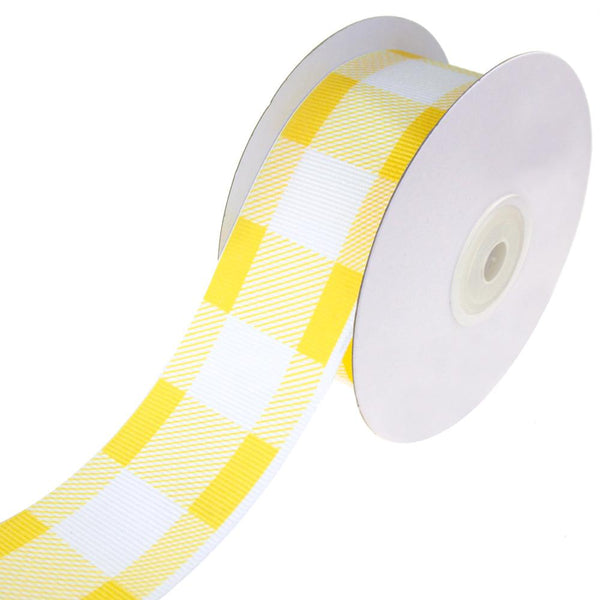 Colorful Grosgrain Plaid Ribbon, Yellow, 1-1/2-Inch, 10-Yard