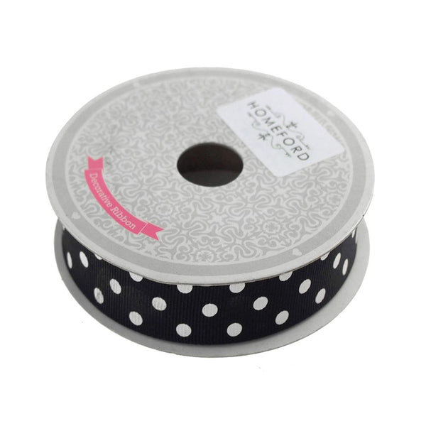 Polka Dot Grosgrain Ribbon, 7/8-Inch, 10 Yards, Black