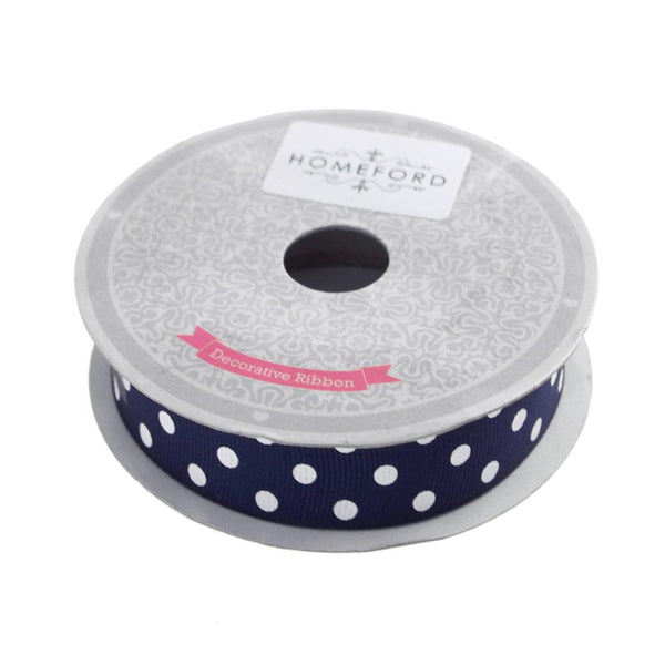 Polka Dot Grosgrain Ribbon, 7/8-Inch, 10 Yards, Navy