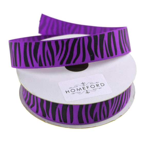 Zebra Print Grosgrain Ribbon, 7/8-Inch, 10 Yards, Purple