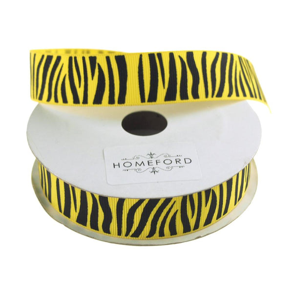 Zebra Print Grosgrain Ribbon, 7/8-Inch, 10 Yards, Yellow