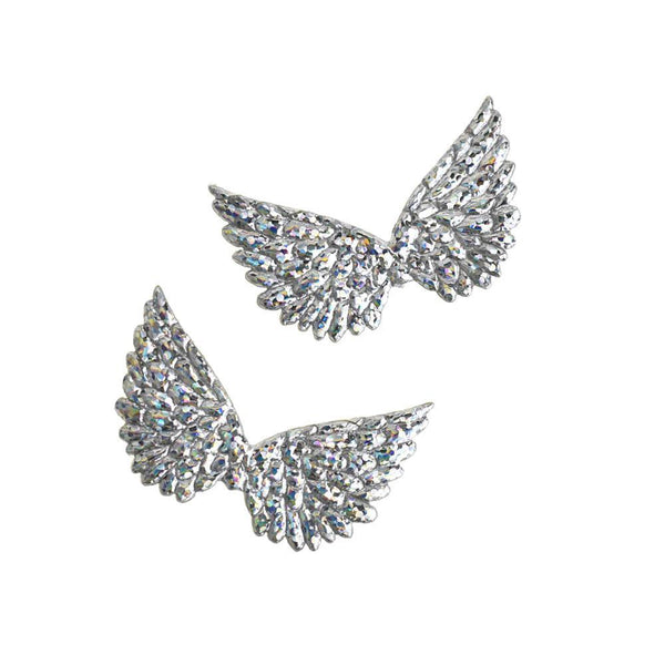 Holographic Embossed Angel Wing Party Favor Embellishments, 1-1/2-Inch, 6-Count, Silver