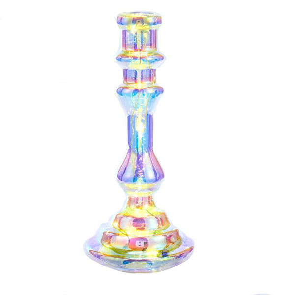 Iridescent LED Glass Candle Holder, 8-1/2-Inch