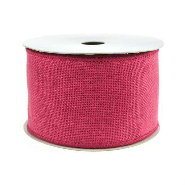 Faux Burlap Wired Edge Ribbon, 2-1/2-inch, 10-yard, Hot Pink