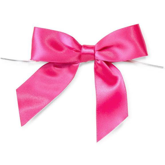 Pre-Tied Satin Bows, 7/8-Inch, 12-Piece, Hot Pink