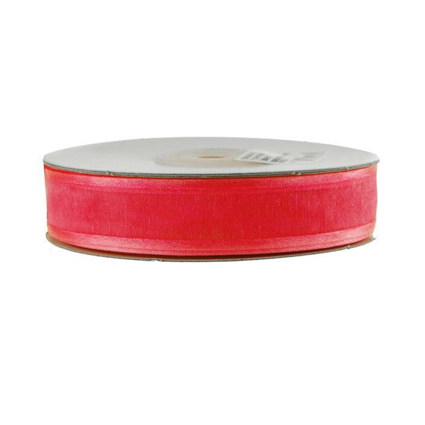 Satin-edge Sheer Organza Ribbon, 7/8-Inch, 25 Yards, Hot Pink