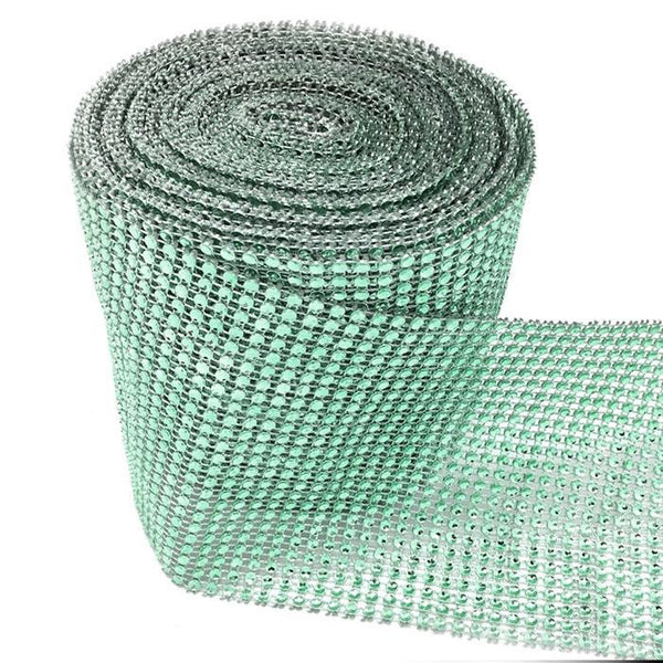 Rhinestone Diamond Wrap Ribbon, 4-3/4-Inch, 10 Yards, Mint Green