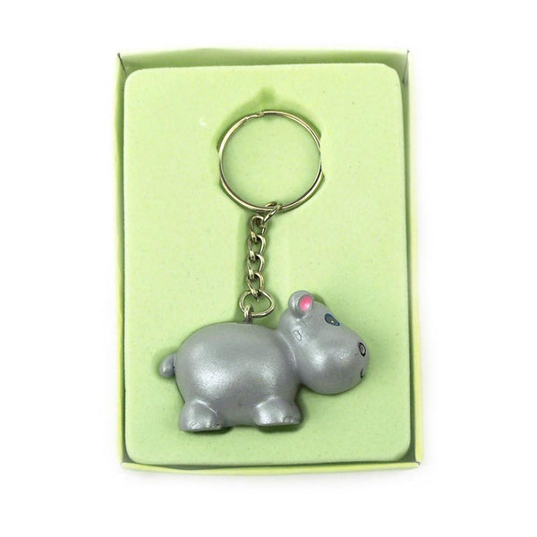 Safari Keychain Favors, 4-Inch, Baby Hippo, Grey