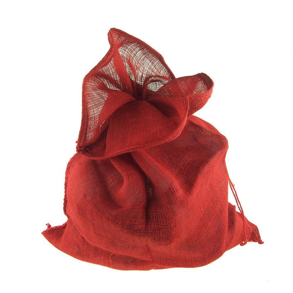 High Quality Natural Burlap Drawstring Santa Sack, Red, 24 x 32-Inch