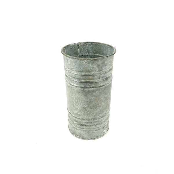 Small Metal Pillar Candle Holder and Vase, Gray, 6-Inch