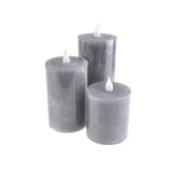 Battery Operated LED Votive Candle with Built-In Timer, Grey, 3-Inch