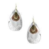 Tear Drop Shaped Leather With Feather Earrings, 2-Inch