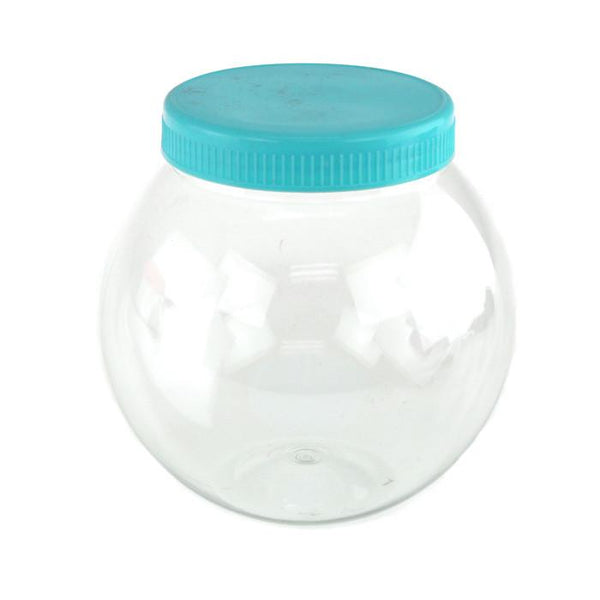 Plastic Round Favor Container with Lid, 4-1/2-Inch, Large, Light Blue