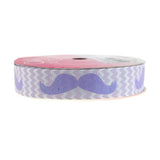 Glitter Mustache Chevron Grosgrain Ribbon, 7/8-inch, 3-yard