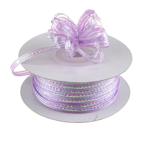 Iridescent Pull Bow Christmas Ribbon, 1/8-Inch, 50 Yards, Lavender