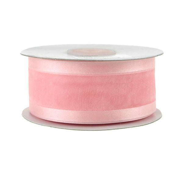 Satin-edge Sheer Organza Ribbon, 1-1/2-inch, 25-yard, Light Pink