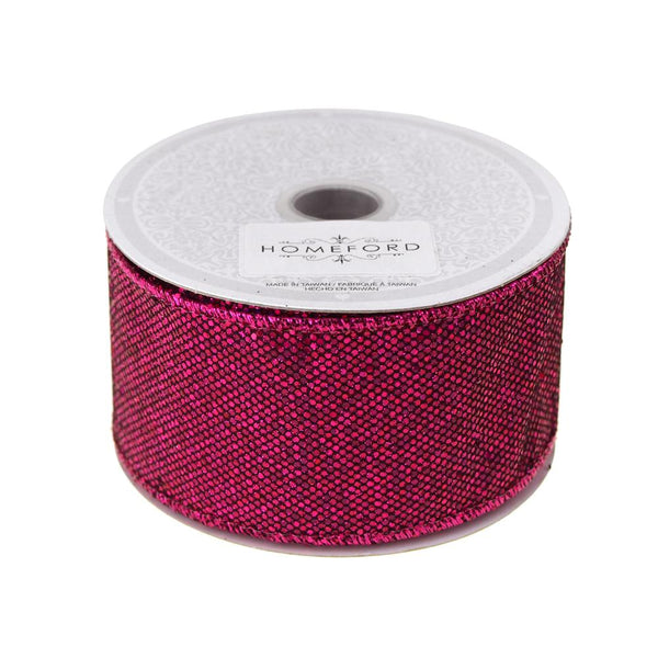 Metallic Disco Bling Christmas Ribbon, 2-Inch, 10 Yards. Fuchsia