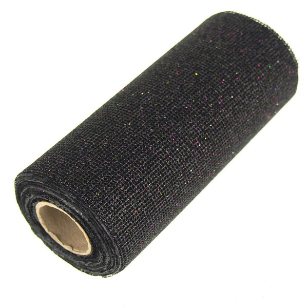 Glitter Mesh Net Roll, 6-Inch, 10 Yards, Black