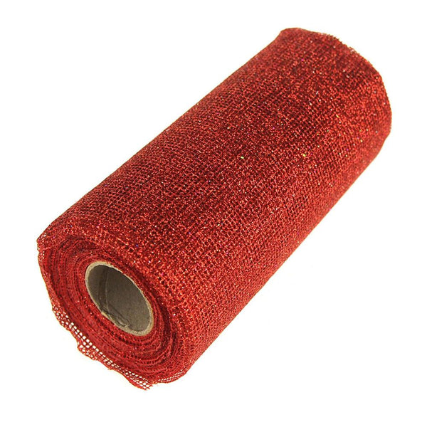 Glitter Mesh Net Roll, 6-Inch, 10 Yards, Red