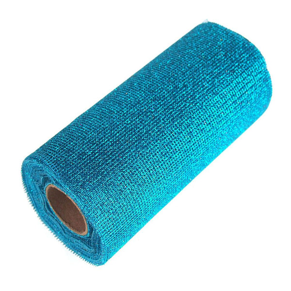 Glitter Mesh Net Roll, 6-Inch, 10 Yards, Turquoise